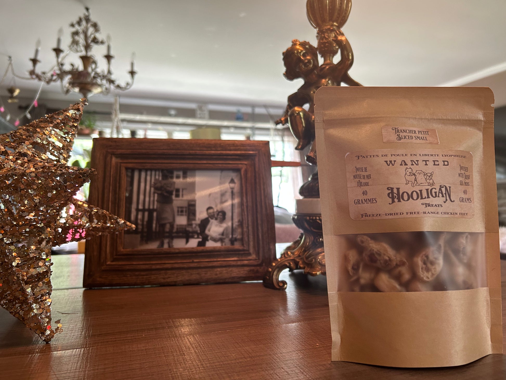 Hooligan treats, chicken feet, Infused with Wildcrafted Irish Sea Moss, Small sliced, 40 g bag