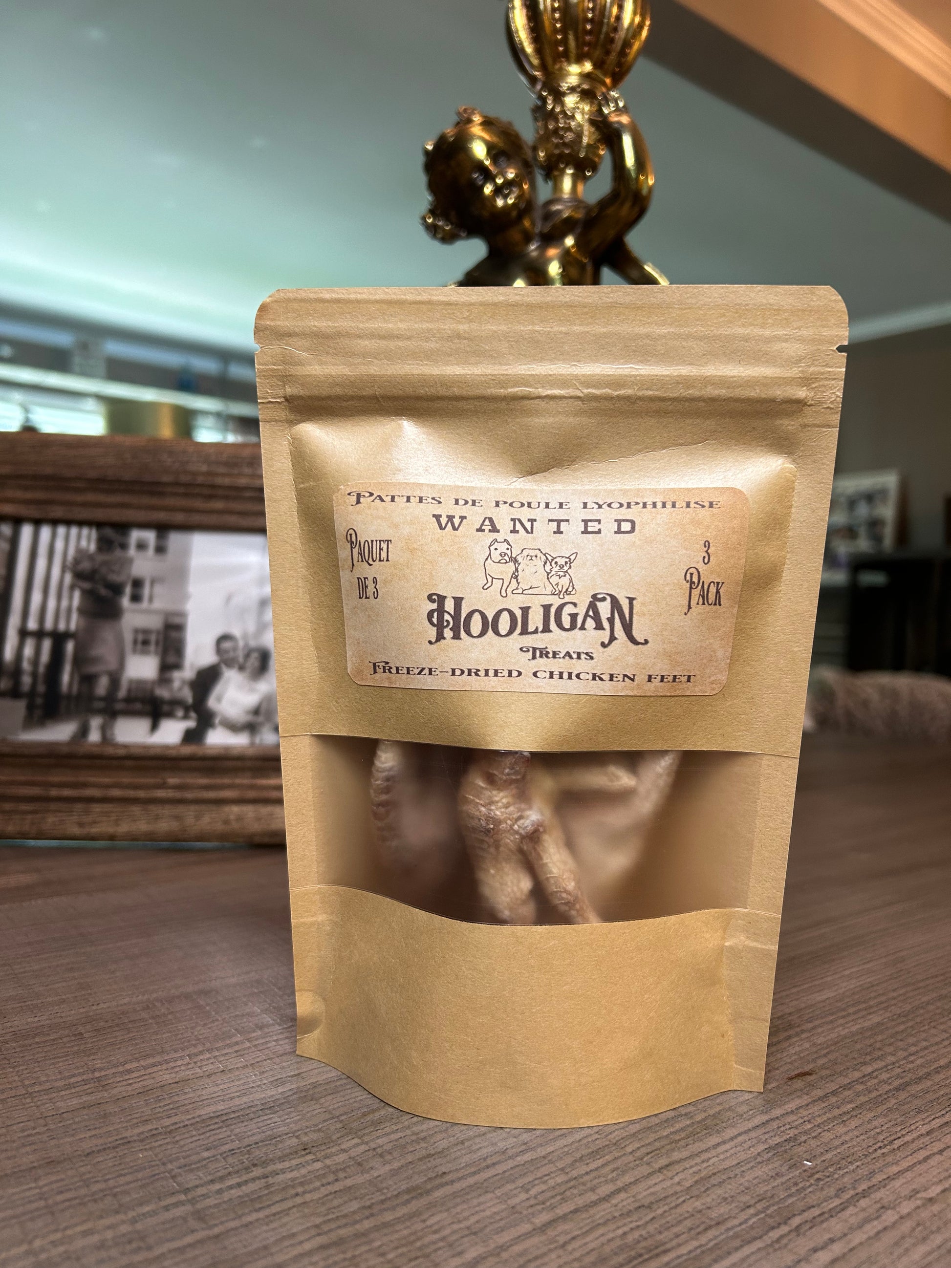 Hooligan treats, chicken feet, 3 pack bag